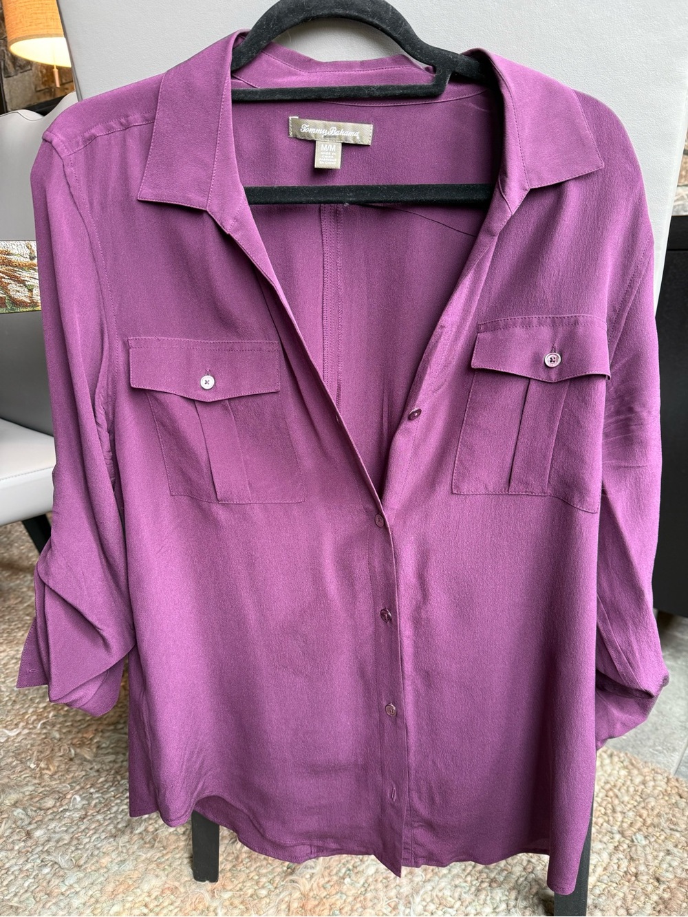 Tommy Bahama Silk Plum Button-Front Utility Shirt